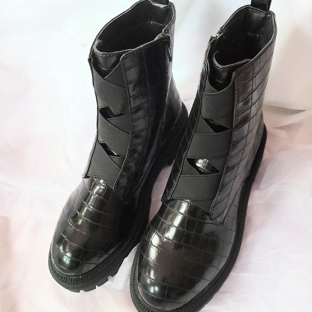 Asos London Rebel Chunky Ankle Boot Black SIZE 9 - Picture 2 of 7